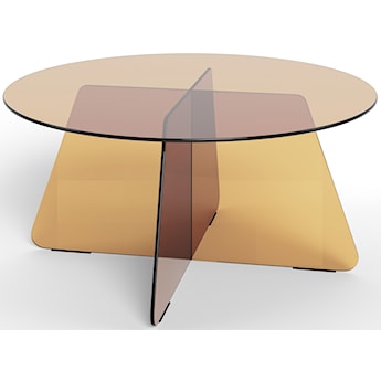 Stolik kawowy Samos średnica 80 cm brązowy szklany