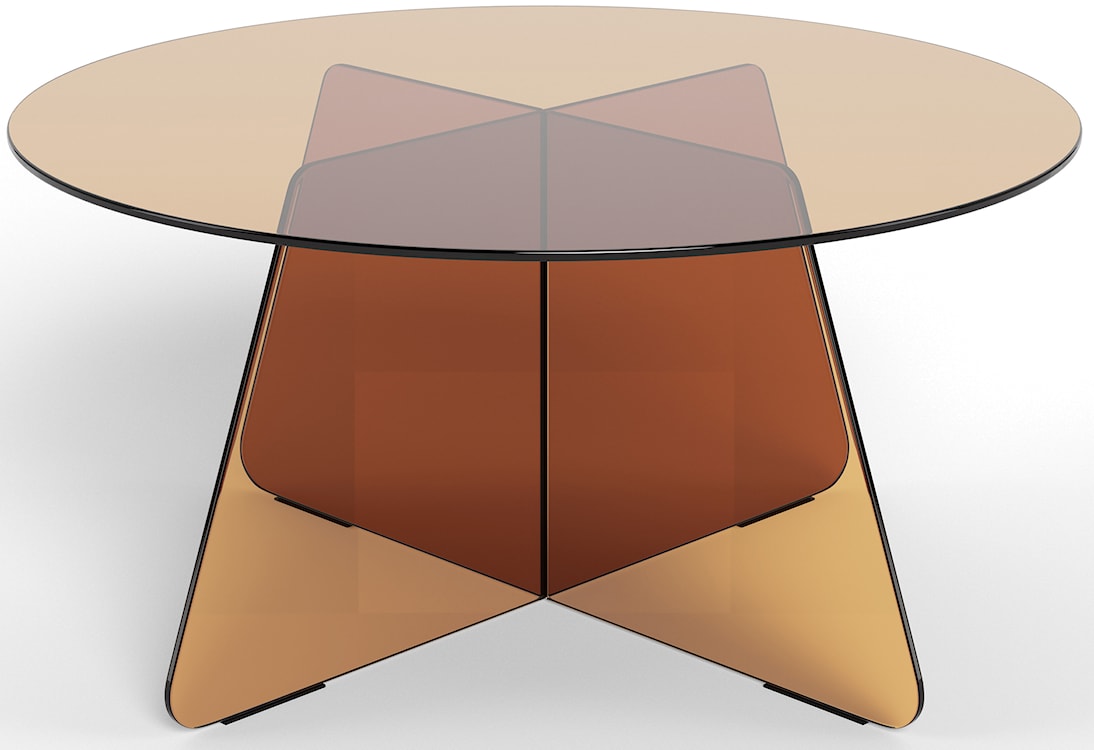 Stolik kawowy Samos średnica 80 cm brązowy szklany  - zdjęcie 2