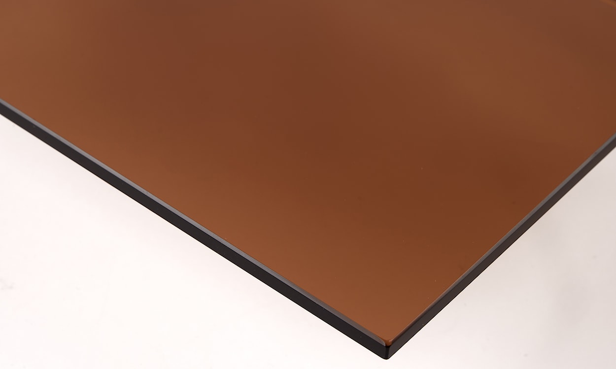 Stolik kawowy Samos średnica 80 cm brązowy szklany  - zdjęcie 6