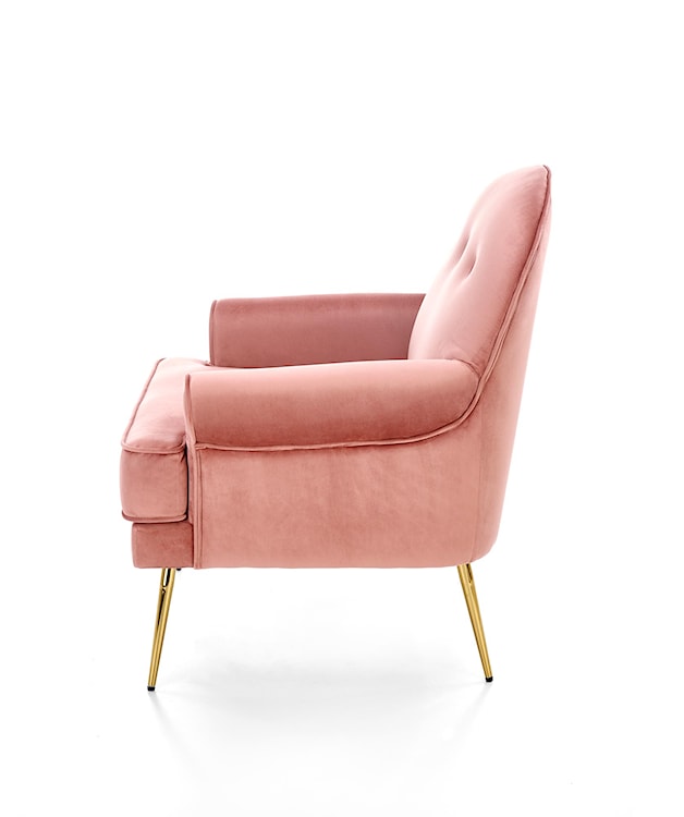 Fotel wypoczynkowy Nostame velvet różowy - złote nóżki  - zdjęcie 5