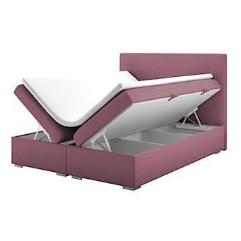 Łóżko kontynentalne 180x200 cm Elagia z pojemnikami i topperem różowe welur hydrofobowy
