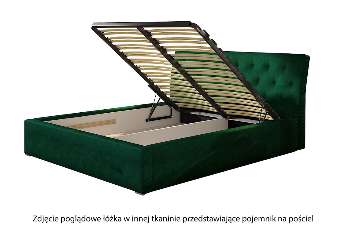 Łóżko tapicerowane Banjani 200x200 cm z pojemnikiem turkusowe velvet hydrofobowy  - zdjęcie 4