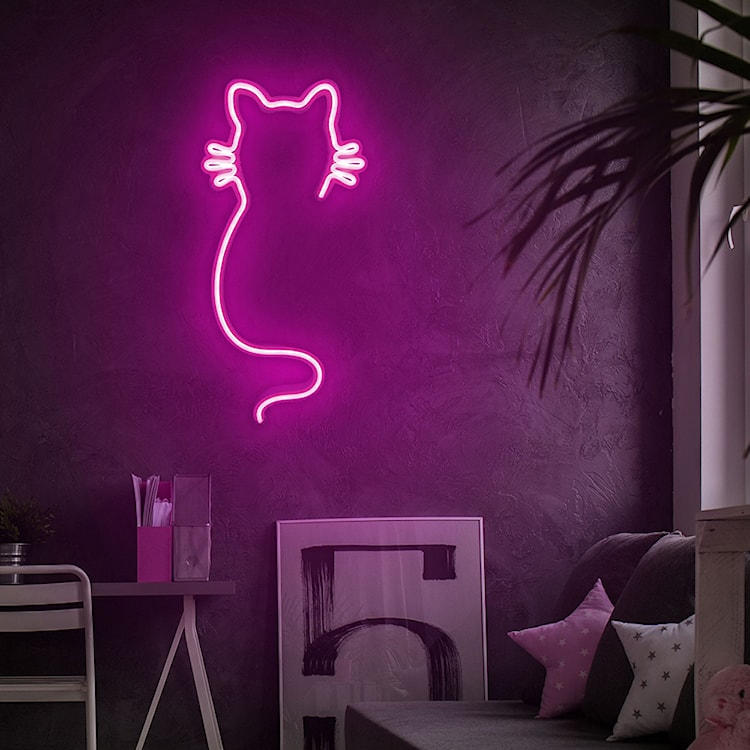 Neon na ścianę Letely w kształcie kota różowy  - zdjęcie 5