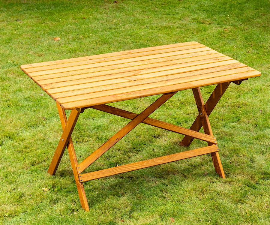 Stół ogrodowy Launters z drewna sosnowego miodowy  - zdjęcie 3