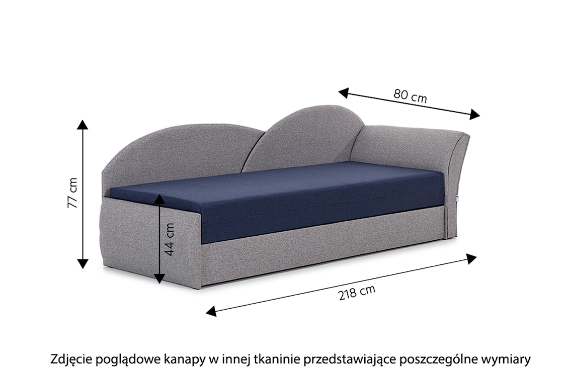 Kanapa rozkładana Adel z pojemnikiem niebieska z roślinnym motywem prawostronna  - zdjęcie 4