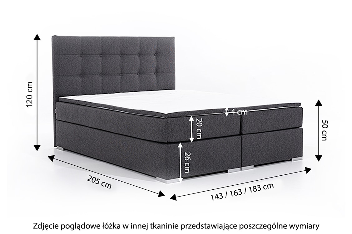 Łóżko kontynentalne Renez 180x200 cm szare plecionka  - zdjęcie 4