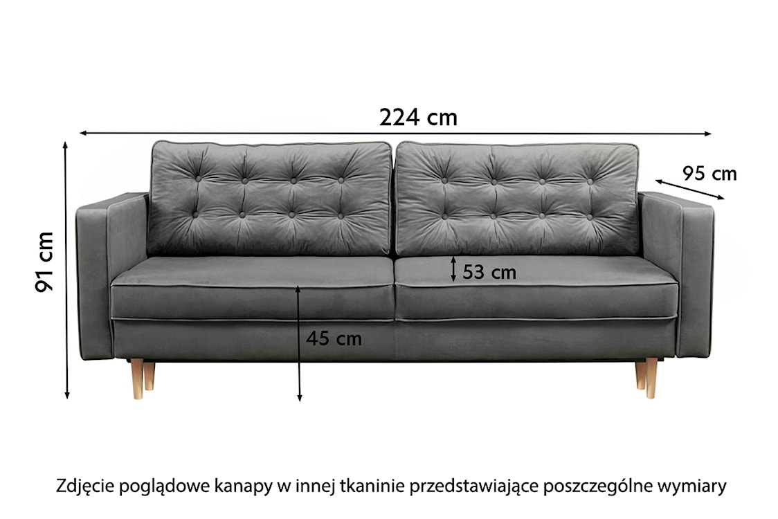 Kanapa rozkładana trzyosobowa Juttic z pojemnikiem granatowa welwet  - zdjęcie 6