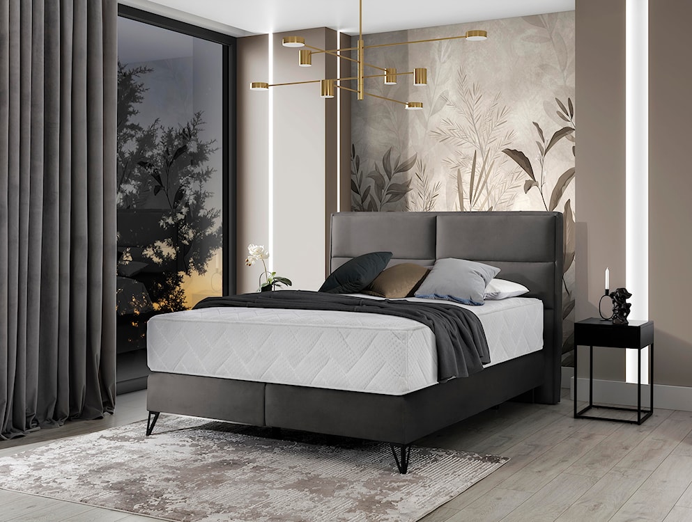 Łóżko kontynentalne 160x200 cm Fabeiro szare velvet  - zdjęcie 2