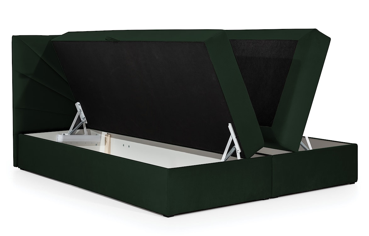 Łóżko kontynentalne Potomje 120x200 z dwoma pojemnikami, materacem i topperem zielone hydrofobowe  - zdjęcie 3