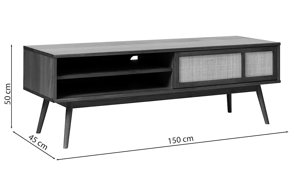 Szafka RTV Visimmy 150 cm dąb/plecionka  - zdjęcie 5