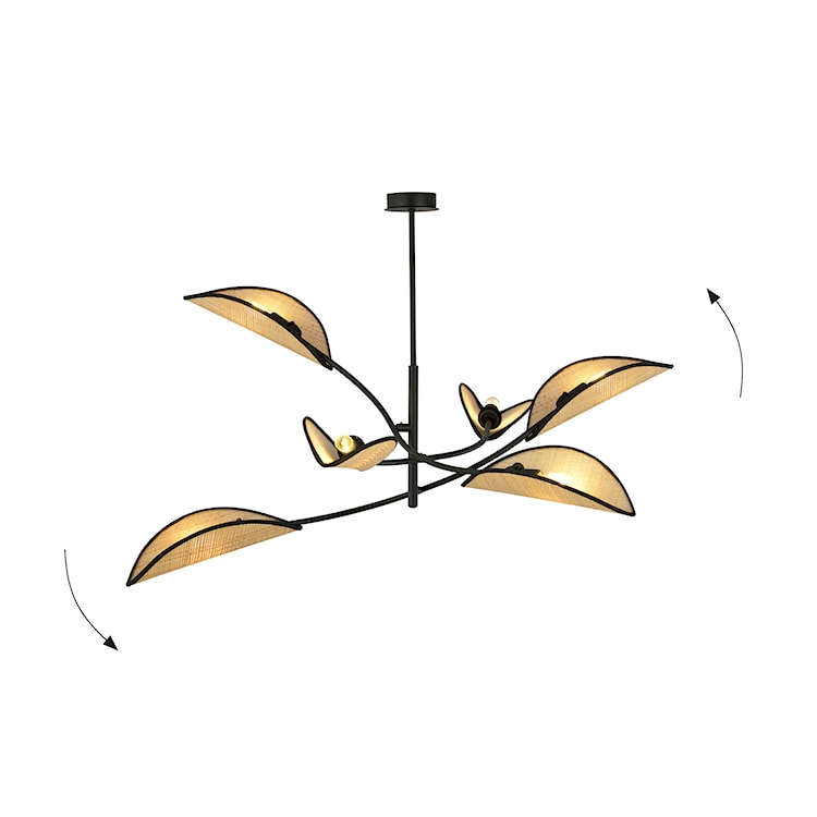 Lampa wisząca Farang x6 czarno-rattanowa  - zdjęcie 3