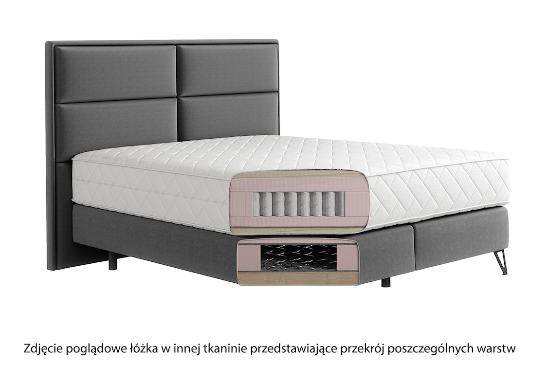 Łóżko kontynentalne 140x200 cm Fabeiro szare velvet  - zdjęcie 4