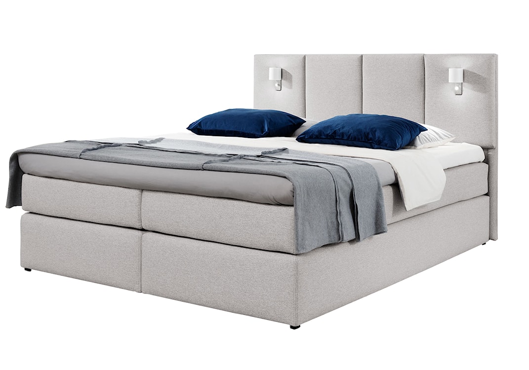 Łóżko kontynentalne Somalo 180x200 z materacem i topperem szare 