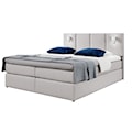 Łóżko kontynentalne Somalo 180x200 z materacem i topperem szare