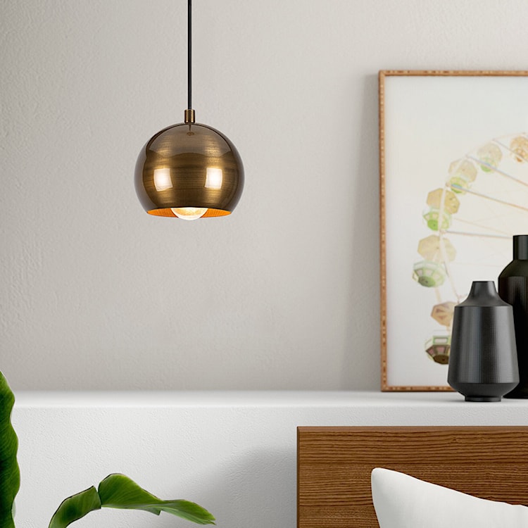 Lampa wisząca Biben w kształcie kuli średnica 15 cm złota  - zdjęcie 10