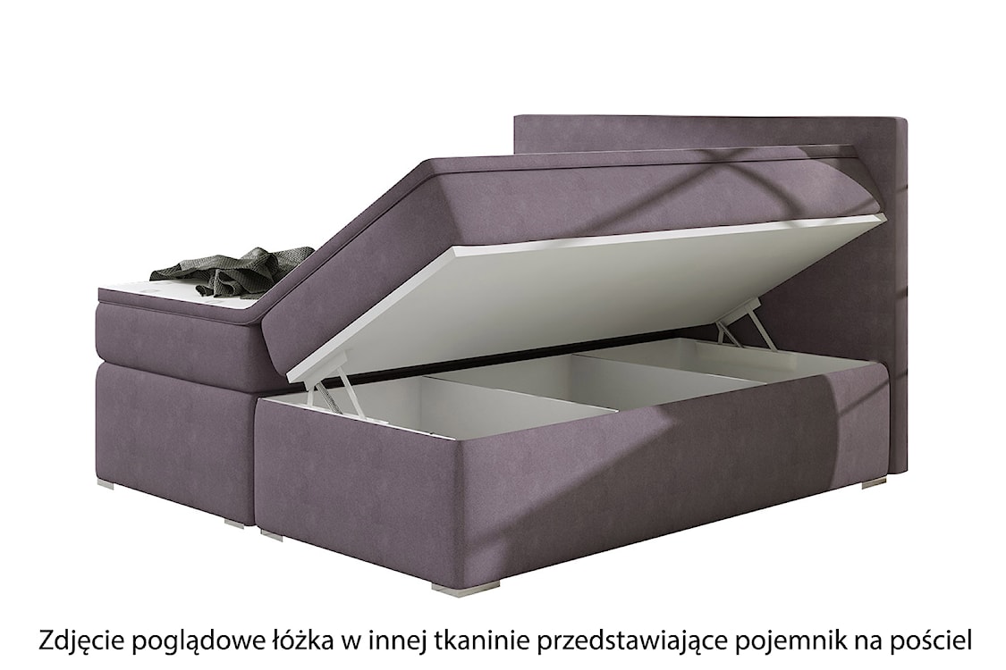 Łóżko kontynentalne Glimer 160x200 cm z pojemnikiem jasnoszare plecionka  - zdjęcie 4
