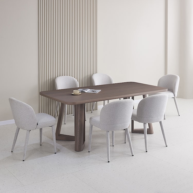 Krzesło tapicerowane do jadalni Coases jasnoszare boucle  - zdjęcie 2