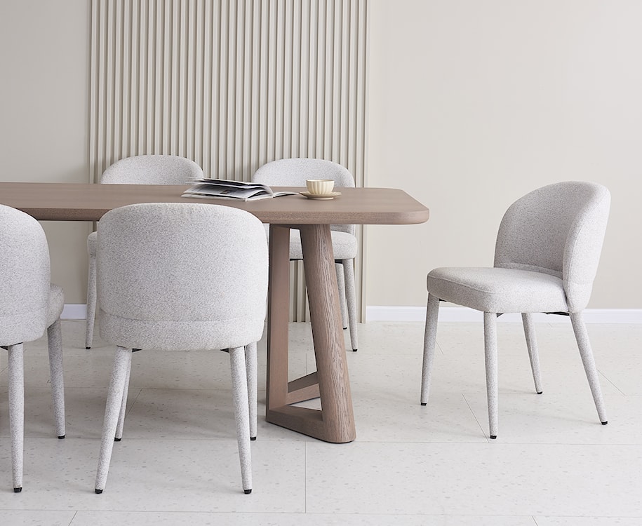 Krzesło tapicerowane do jadalni Coases jasnoszare boucle  - zdjęcie 4