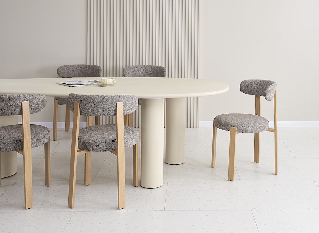 Krzesło tapicerowane do jadalni Afinatte brązowe boucle  - zdjęcie 4