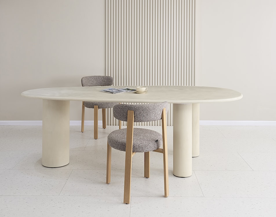 Krzesło tapicerowane do jadalni Afinatte brązowe boucle  - zdjęcie 5