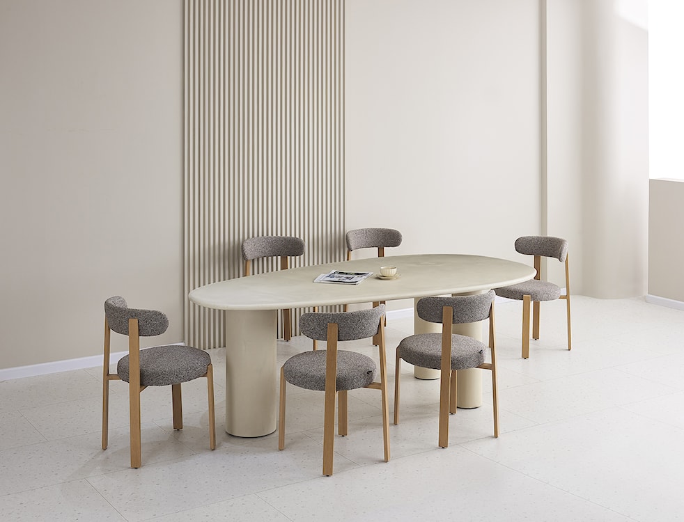 Krzesło tapicerowane do jadalni Afinatte brązowe boucle  - zdjęcie 3