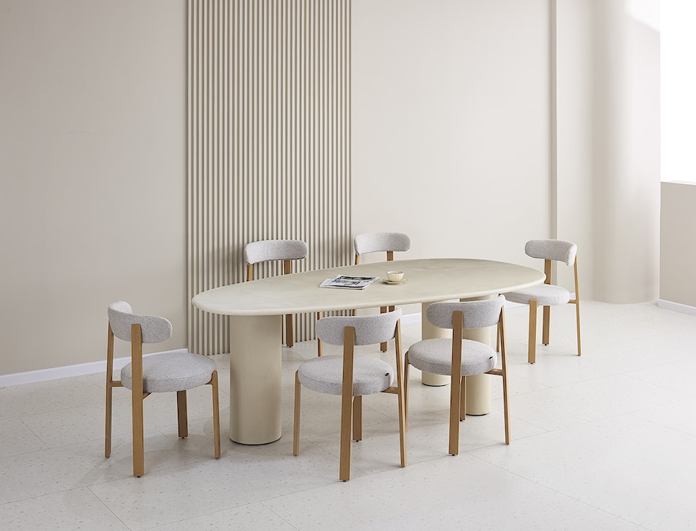 Krzesło tapicerowane do jadalni Afinatte jasnoszare boucle  - zdjęcie 2