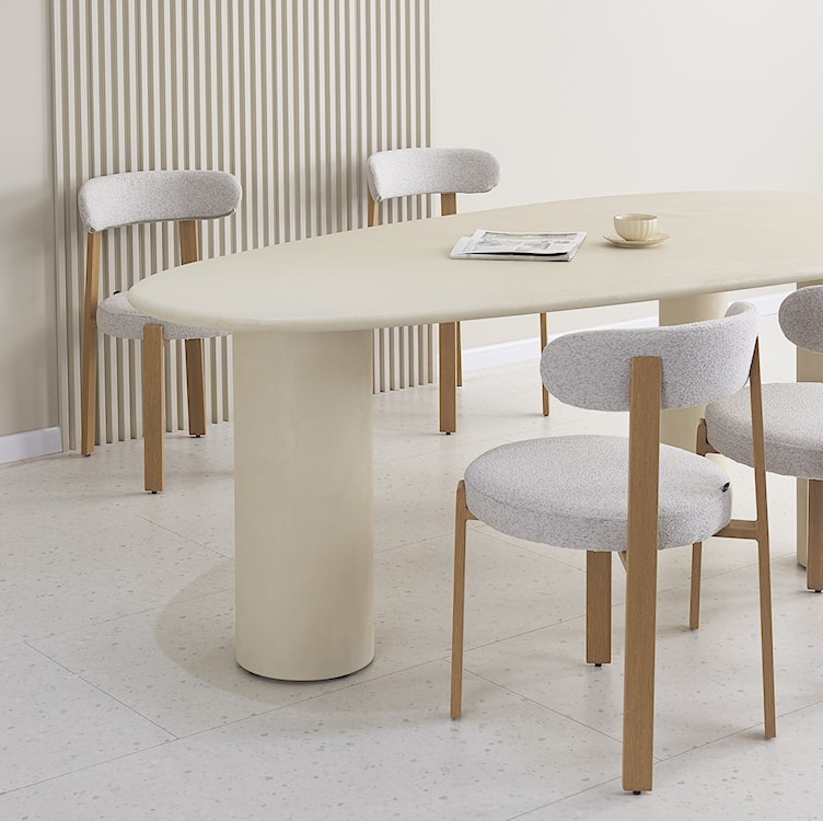 Krzesło tapicerowane do jadalni Afinatte jasnoszare boucle  - zdjęcie 4