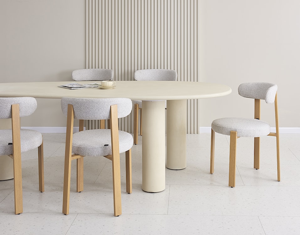 Krzesło tapicerowane do jadalni Afinatte jasnoszare boucle  - zdjęcie 3