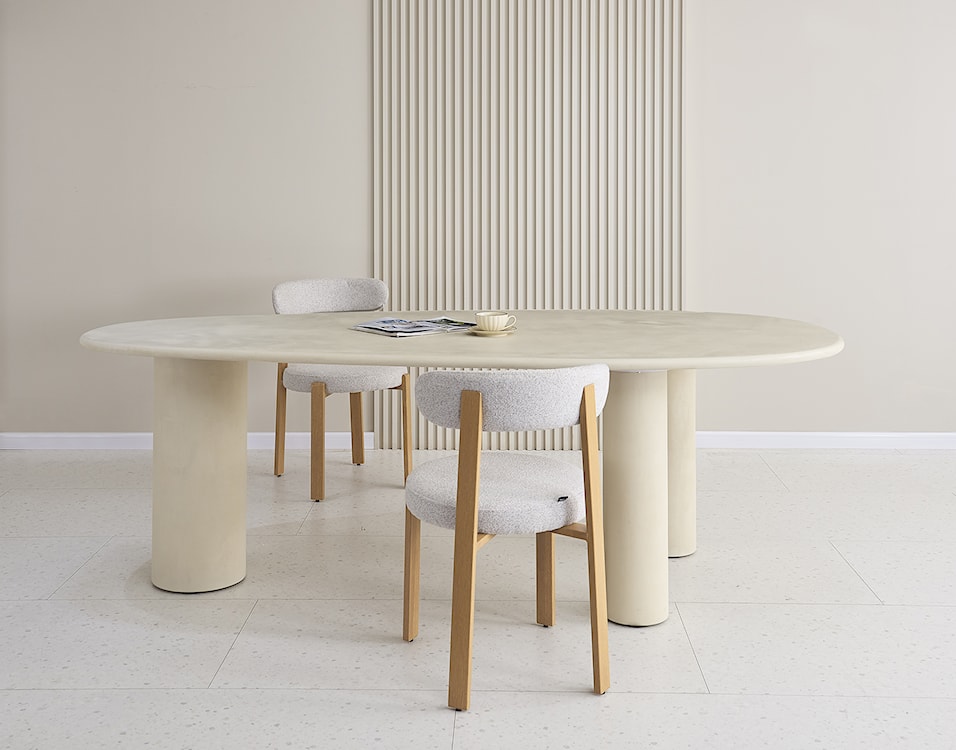 Krzesło tapicerowane do jadalni Afinatte jasnoszare boucle  - zdjęcie 5