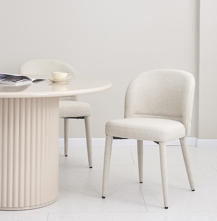 Krzesło tapicerowane do jadalni Coases beżowe boucle  - zdjęcie 4