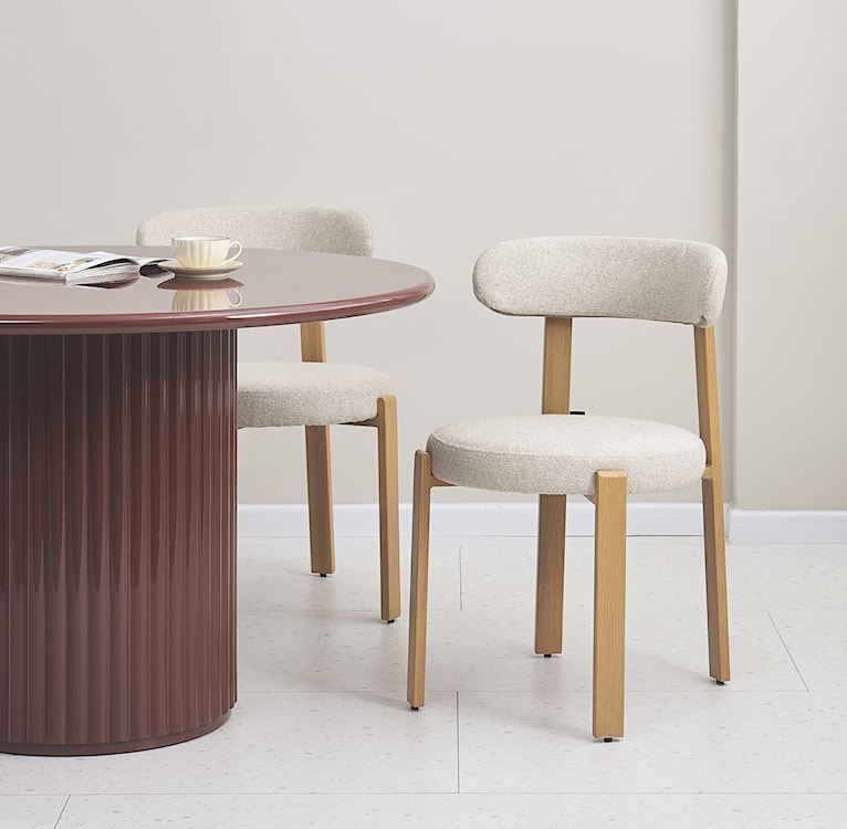 Krzesło tapicerowane do jadalni Afinatte beżowe boucle  - zdjęcie 3