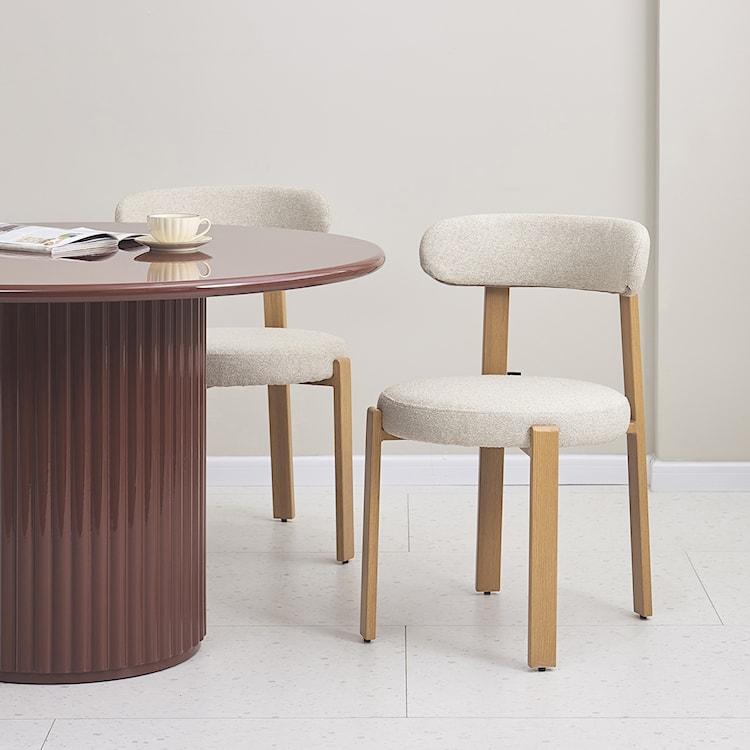 Krzesło tapicerowane do jadalni Afinatte beżowe boucle  - zdjęcie 3