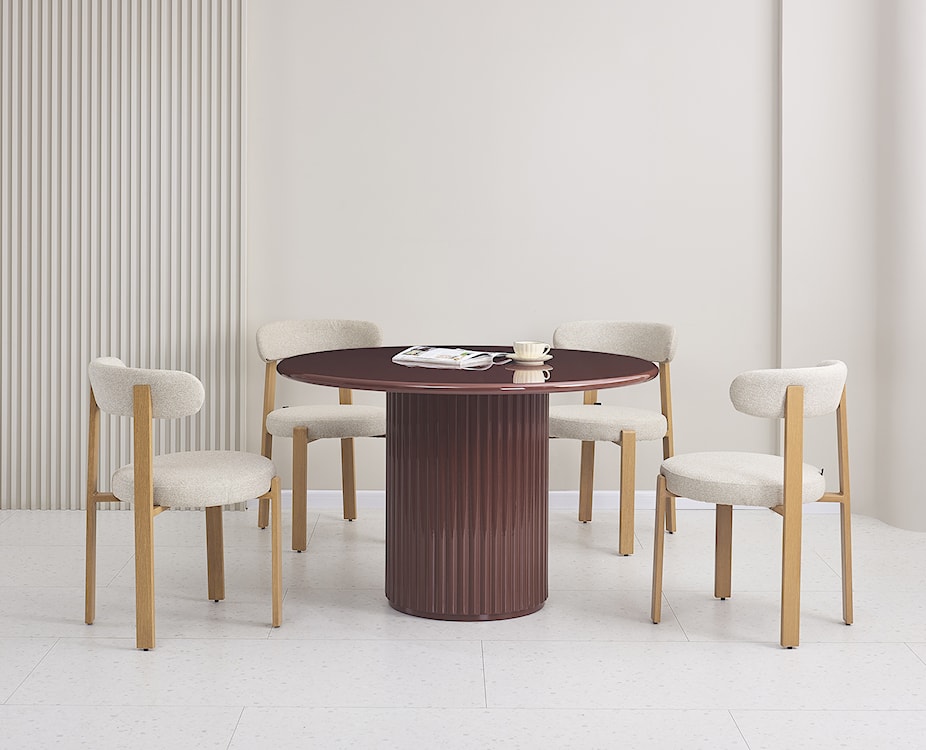 Krzesło tapicerowane do jadalni Afinatte beżowe boucle  - zdjęcie 2