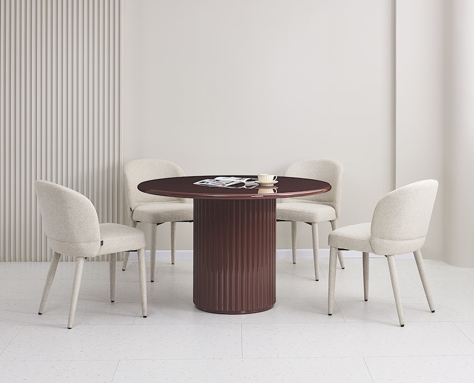 Krzesło tapicerowane do jadalni Coases beżowe boucle  - zdjęcie 2