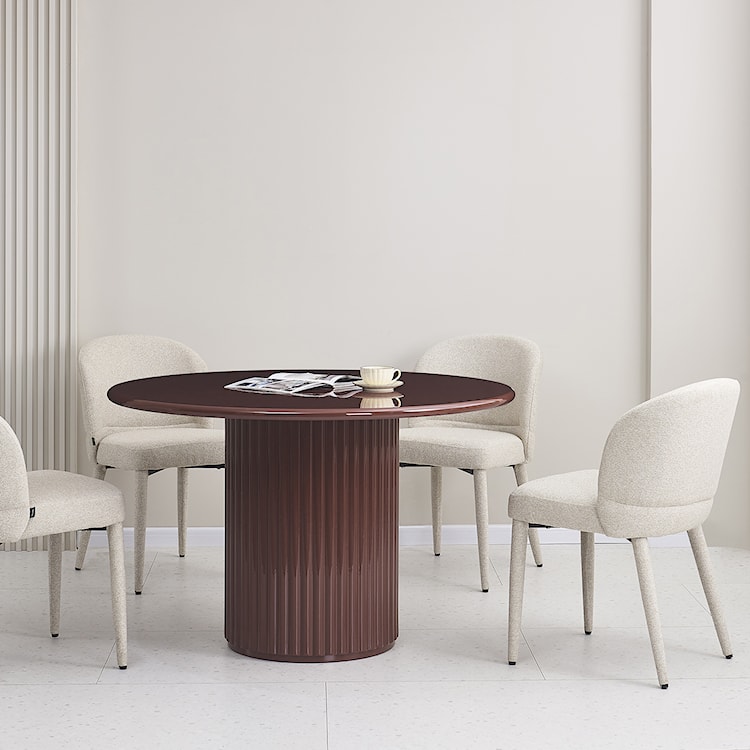 Krzesło tapicerowane do jadalni Coases beżowe boucle  - zdjęcie 3