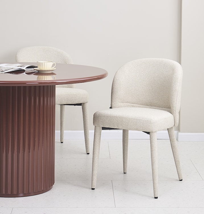 Krzesło tapicerowane do jadalni Coases beżowe boucle  - zdjęcie 3