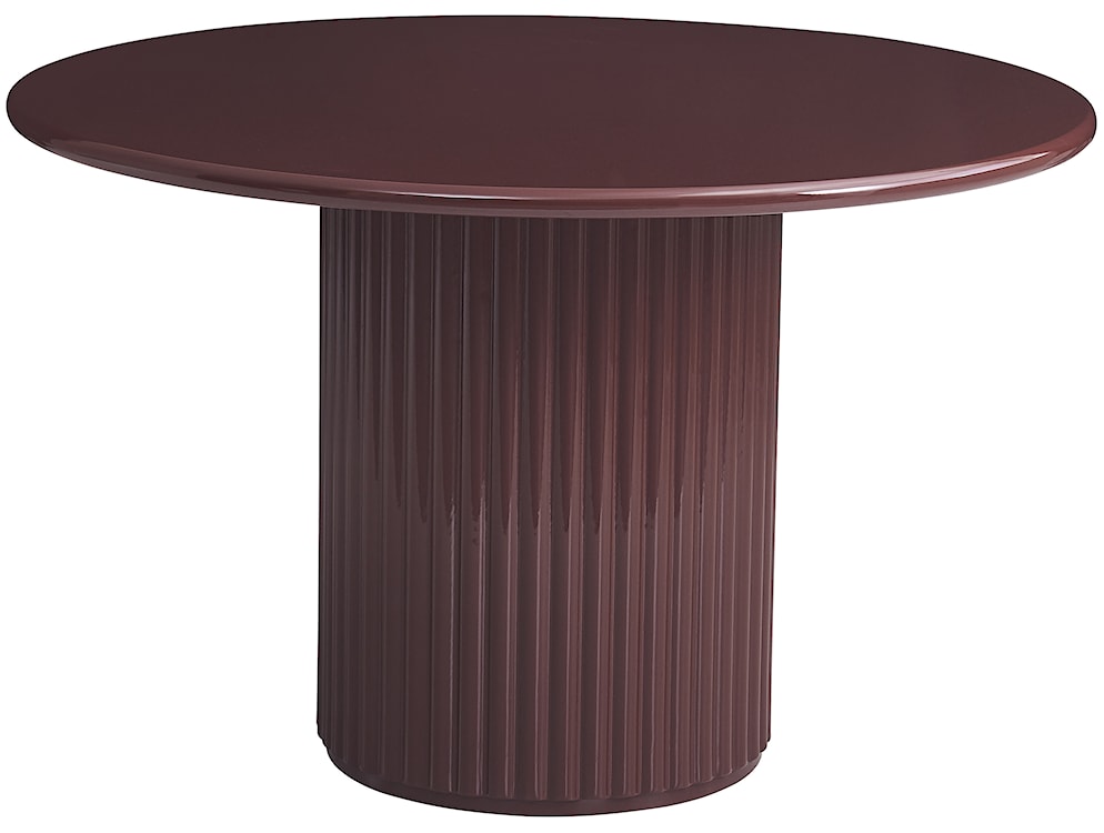 Stół okrągły do jadalni Prinise 120 cm bordowy wysoki połysk 