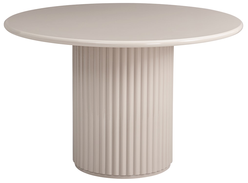 Stół okrągły do jadalni Prinise 120 cm taupe wysoki połysk 