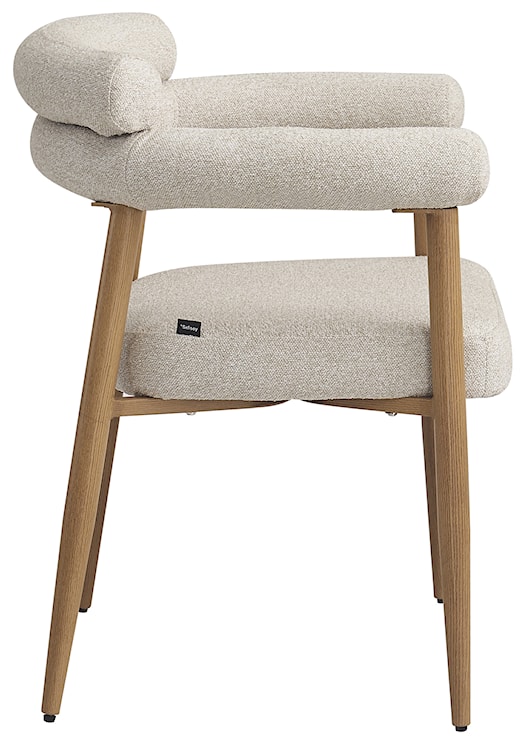 Krzesło tapicerowane do jadalni Pragess beżowe boucle/dąb naturalny  - zdjęcie 7