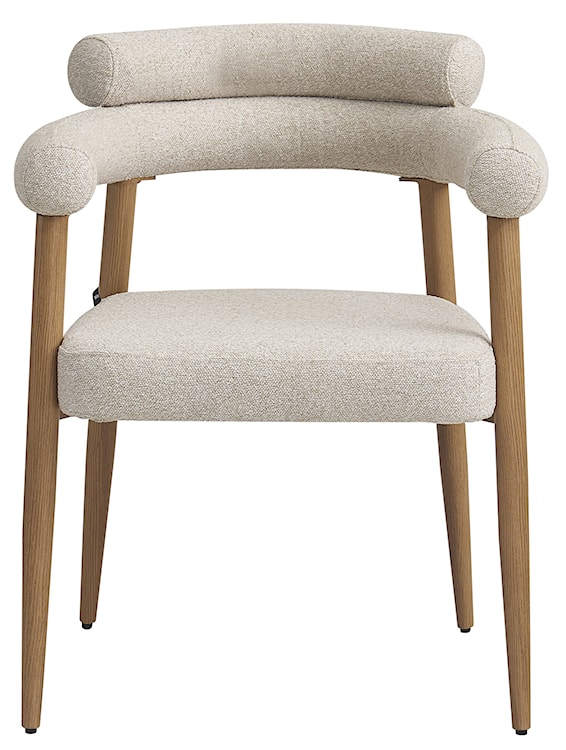 Krzesło tapicerowane do jadalni Pragess beżowe boucle/dąb naturalny  - zdjęcie 6