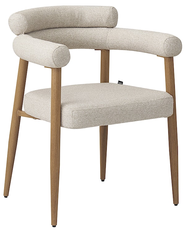 Krzesło tapicerowane do jadalni Pragess beżowe boucle/dąb naturalny 