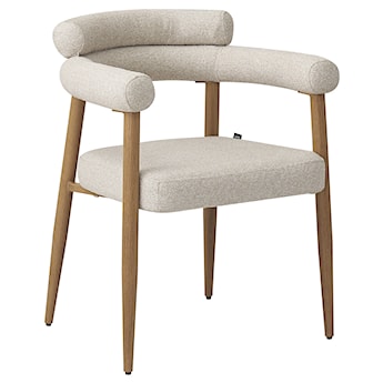 Krzesło tapicerowane do jadalni Pragess beżowe boucle/dąb naturalny