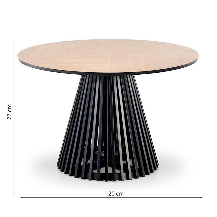 Stół okrągły Kadapa średnica 120 cm dąb naturalny/czarny  - zdjęcie 8