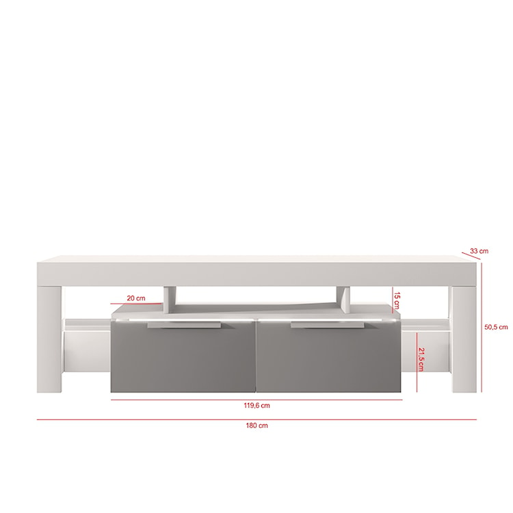 Szafka RTV Vergon Biały mat / Szary połysk z oświetleniem  - zdjęcie 5