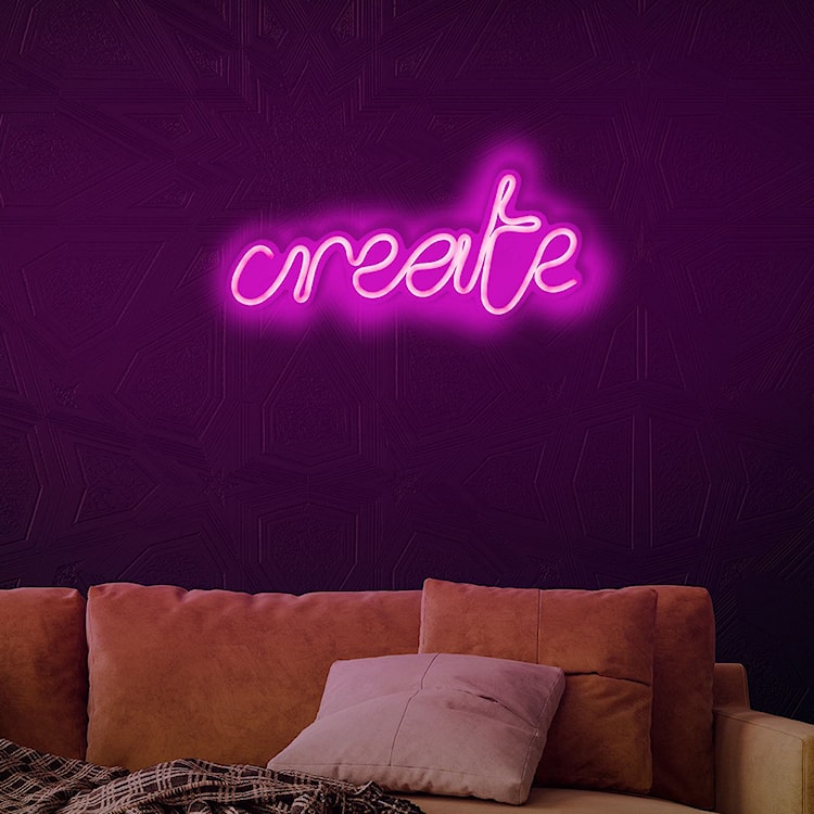 Neon na ścianę Letely z napisem Create różowy  - zdjęcie 4