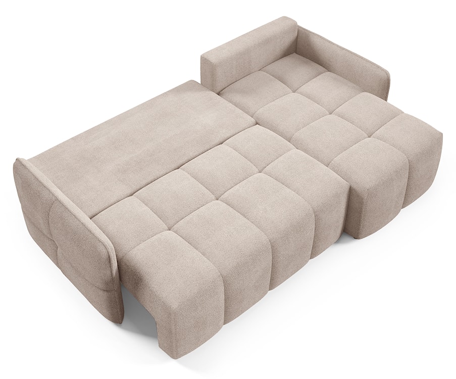 Narożnik z funkcją spania Fluffi L-kształtny uniwersalny z pojemnikiem beżowy boucle  - zdjęcie 3