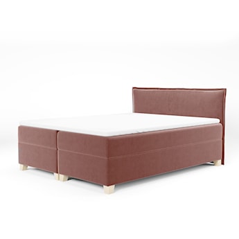 Łóżko kontynentalne 180x200 cm Froncle z pojemnikami i topperem różowe