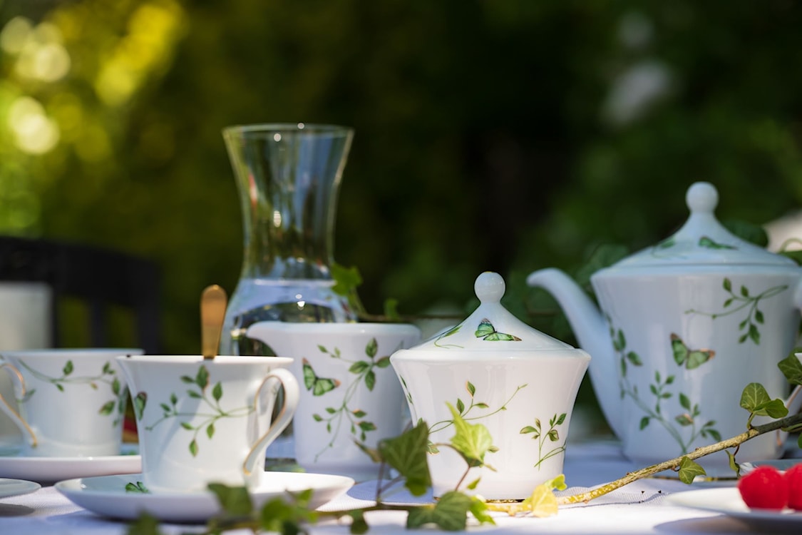 Imbryk porcelanowy Margaret 1000 ml biało-zielony  - zdjęcie 2