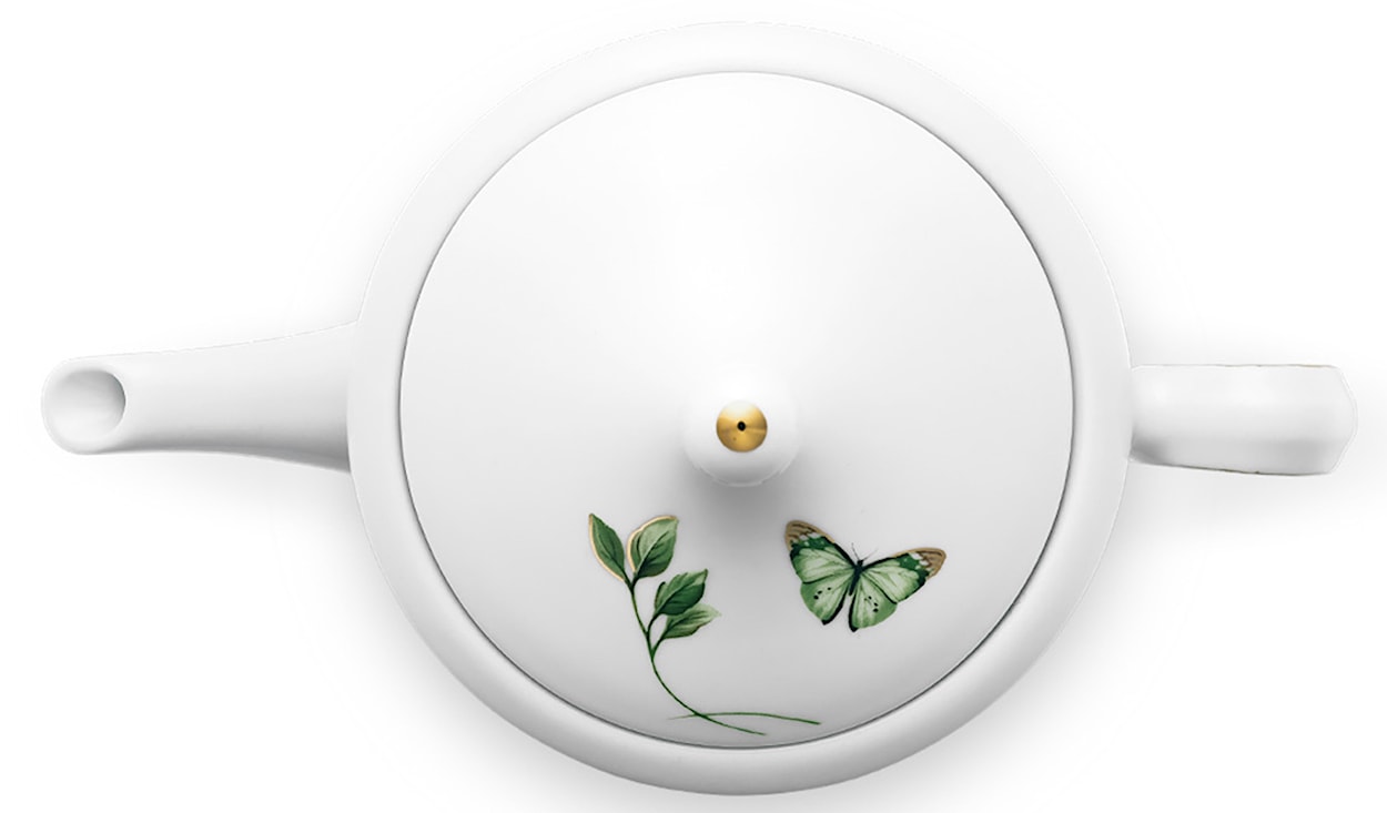 Imbryk porcelanowy Margaret 1000 ml biało-zielony  - zdjęcie 7