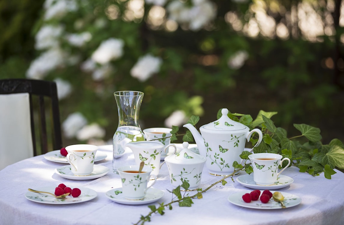 Cukiernica porcelanowa Margaret 350 ml biało-zielona  - zdjęcie 3